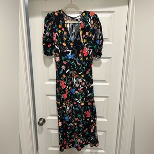 Black and floral midi dress